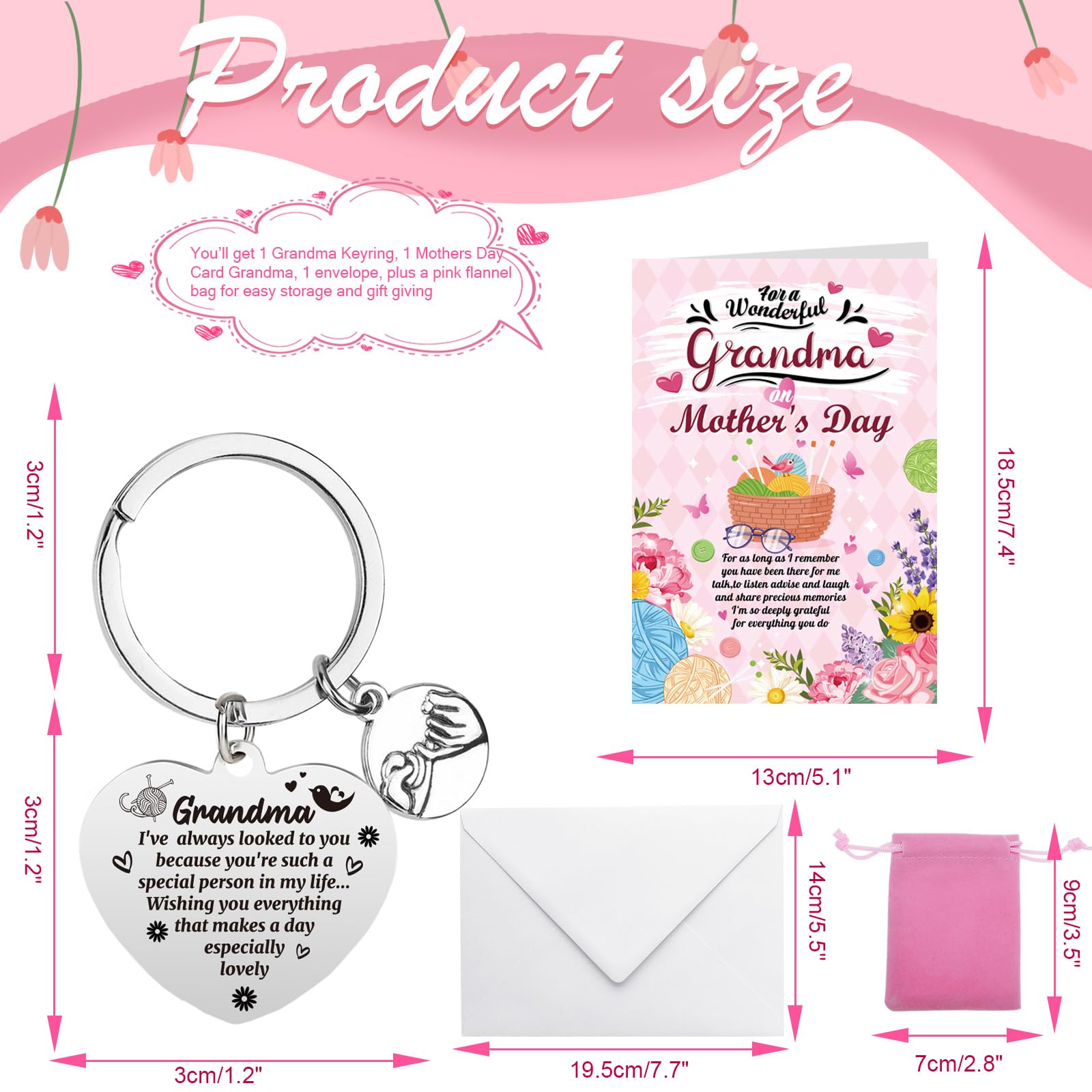 DPKOW Grandma Mothers Day Card and Keyring, Grandma Mother' s Day Gifts, Granny Nana Nan Mothers Day Card - Image 2