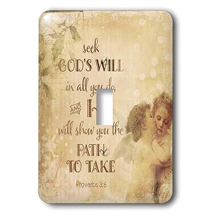 lsp_325629_1 Light Switch Cover, Religious Typography Art With Angels And Bible Psalm Seek God