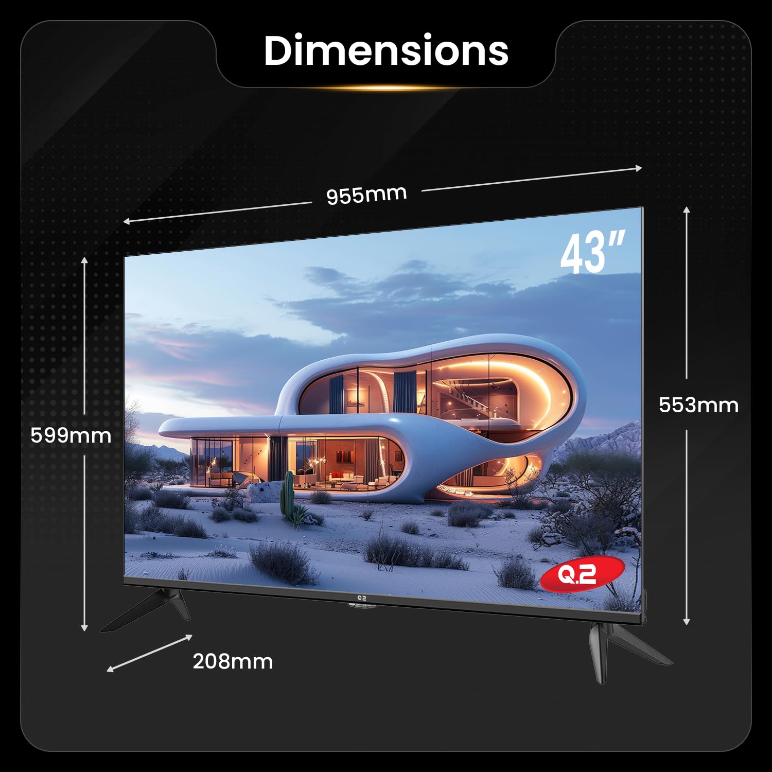 Q.2 Téléviseur Intelligent 43" 4K UHD LED – Smart TV avec webOS, HDR, Wi-FI, Bluetooth.