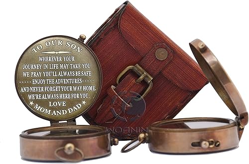 Miniatura 8 de WOANIN - Brújula grabada para mi hijo, brújula personalizada para regalo de hijoa nuestro hijo