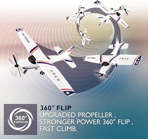 Miniatura 3 de Nuevo avión RC P707 PRO 3Ch con GYRO, avión de ala fija para exteriores con transmisor de 2.4G, batería adicional y hélice... (Regular)