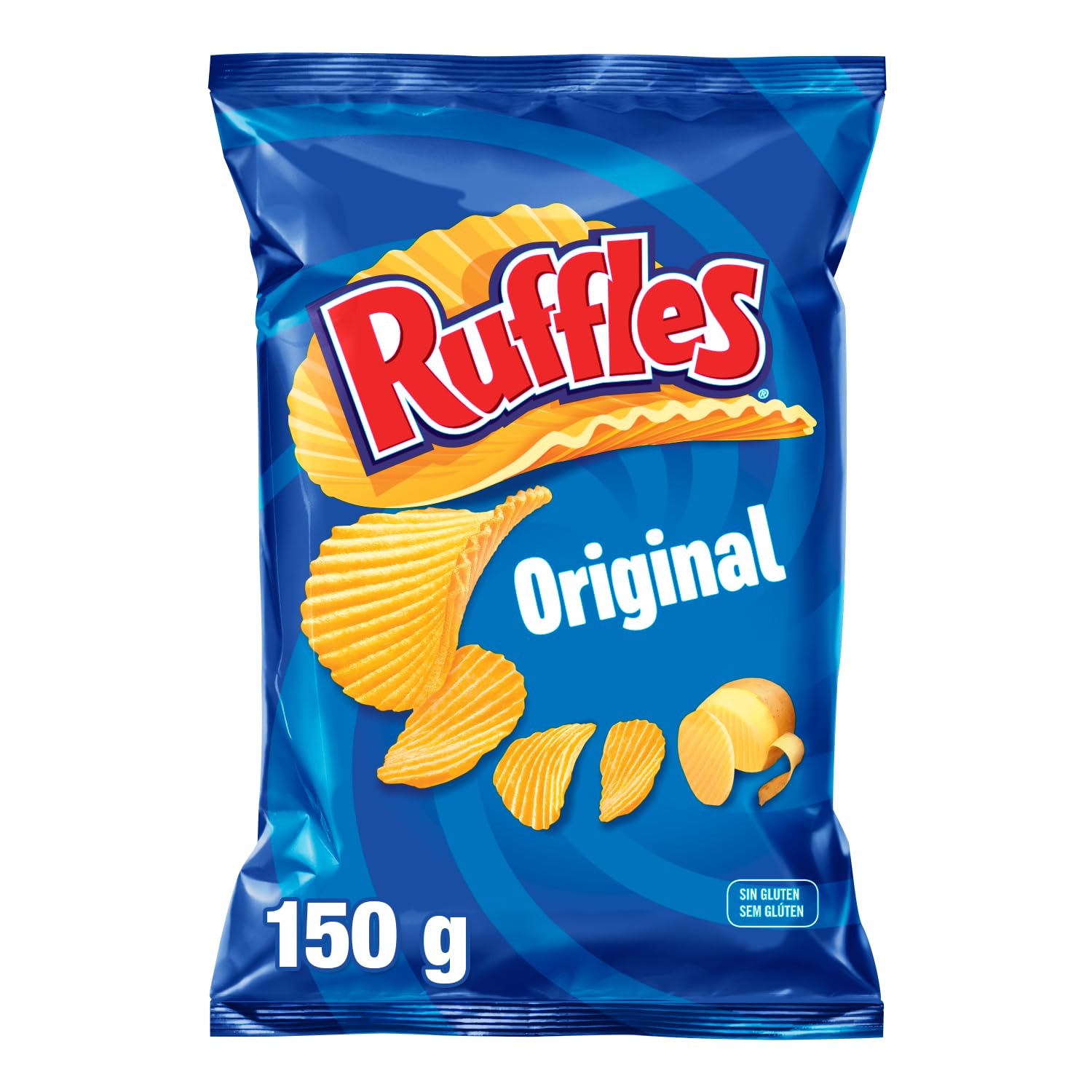 Ruffles Original, Patatas Fritas con sal, Producto de Aperitivo, bolsa individual, 150gr