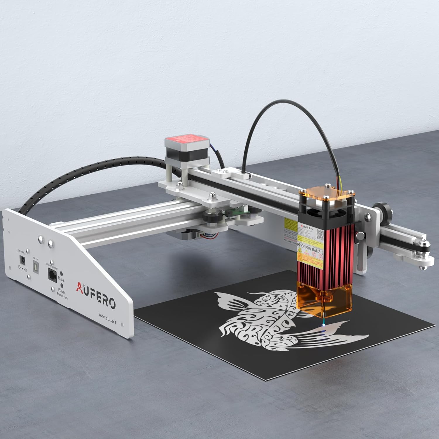 Laser 1 5W Kurzer Fokus Diod Lasergravierer, Lasergraviermaschine für Holz/Leder, 180x180mm Gravierfläche, Einsteiger-freundlich Lasergraviermaschine