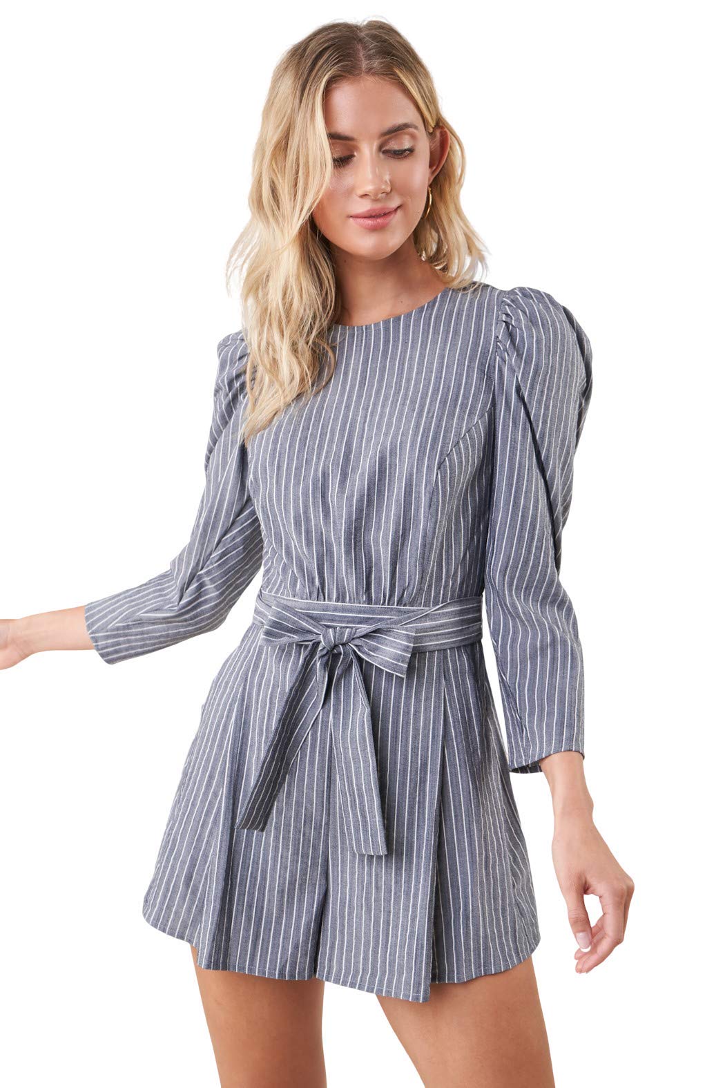 womens Charlie Striped Open Back Romper