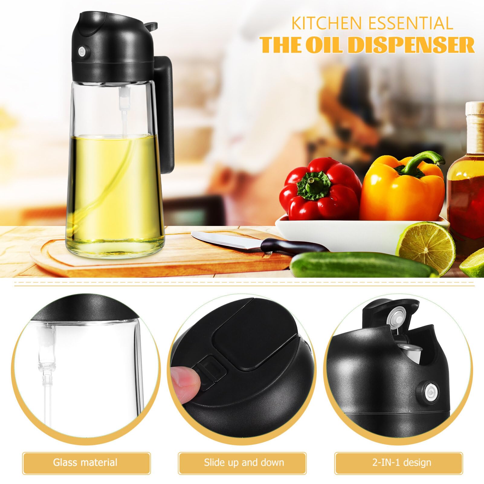 PRETYZOOM Oil Sprayer Oil Dispenser Bottle Olive Oil Spray Oil Dispenser for Kitchen Olive Oil Dispenser Bottles Container Oil Dispenser Vegetable Oil Dispenser For Cooking