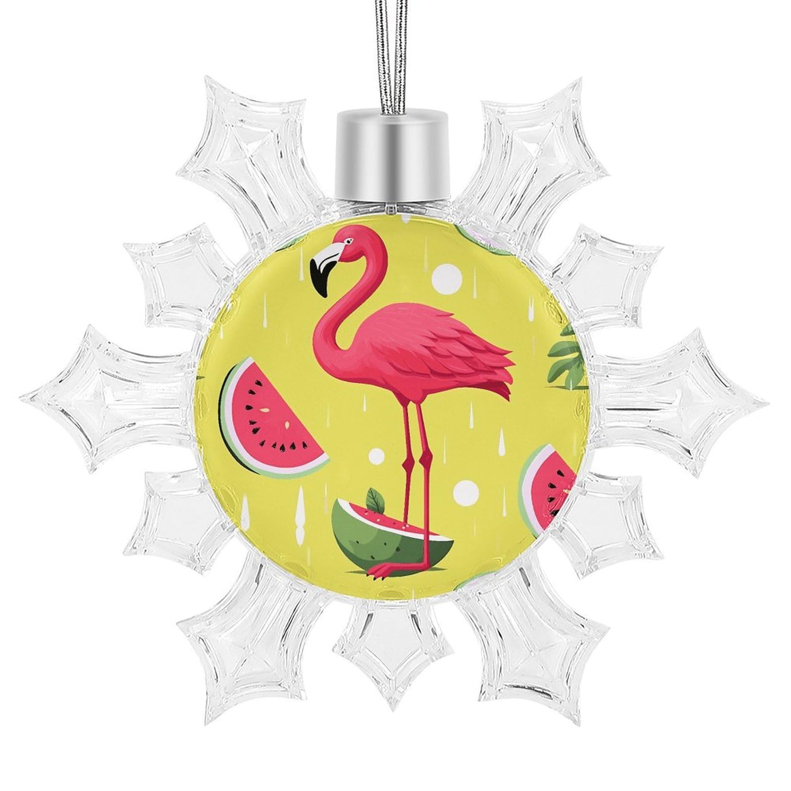Pink Flamingo and Watermelon Snowflake Decorations,Christmas Decorations，Christmas Indoor Winter Wonderland Decor，Hanging Ornaments for Xmas Tree Winter New Year Party Supplies