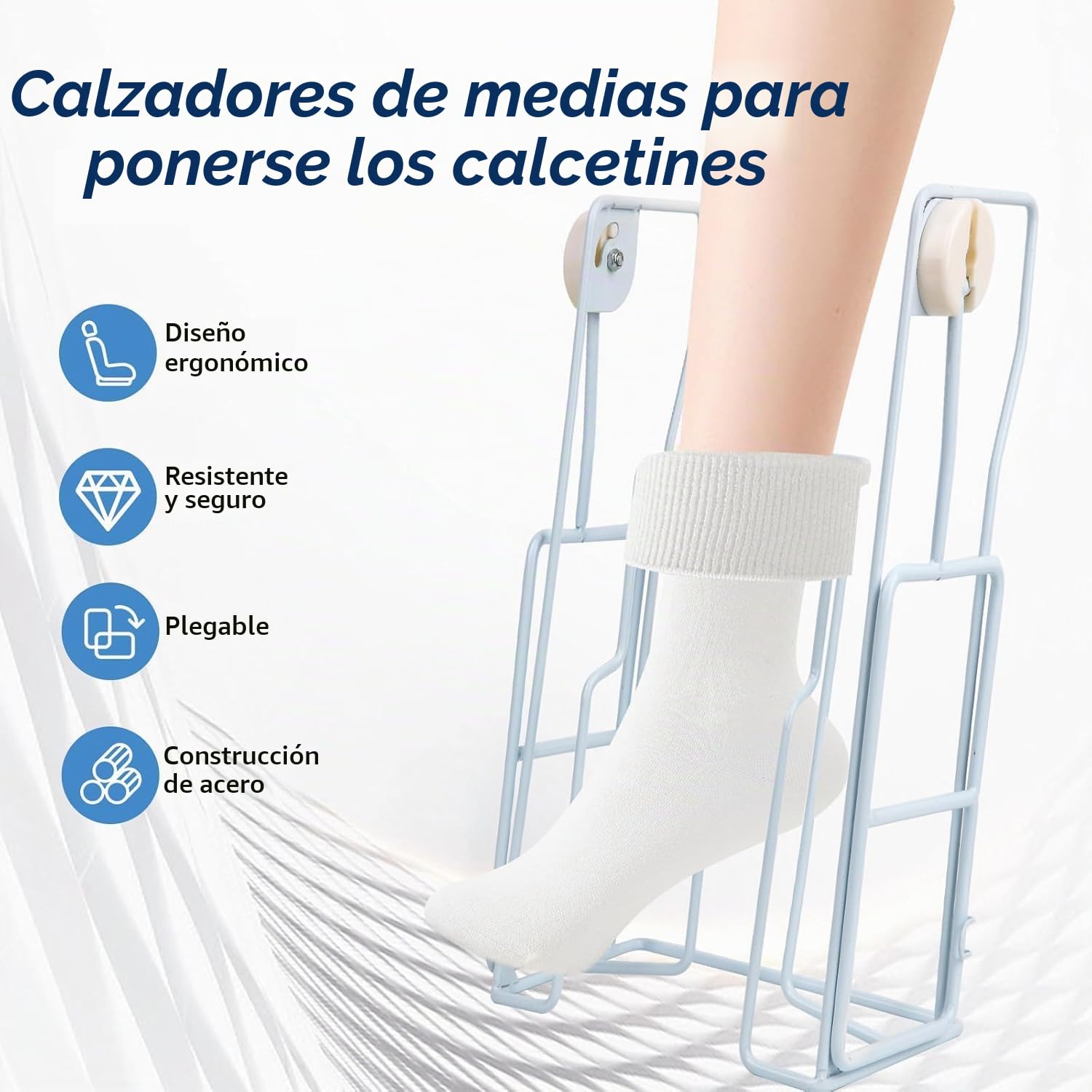 Calzador de Calcetines,Calzador de Medias de Compresión,quitarse sin agacharse, Ayuda de apriete para medias de compresión y medias de apoyo,Cómodas Empuñaduras de Espuma