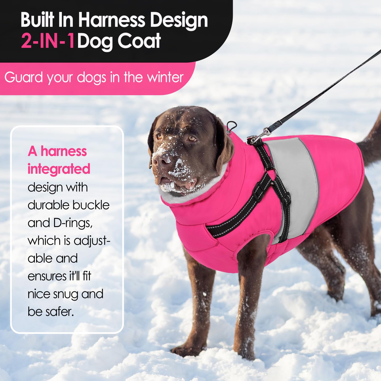 AOFITEE Dog Winter Coat, Dog Coat with Harness Built in - Image 2