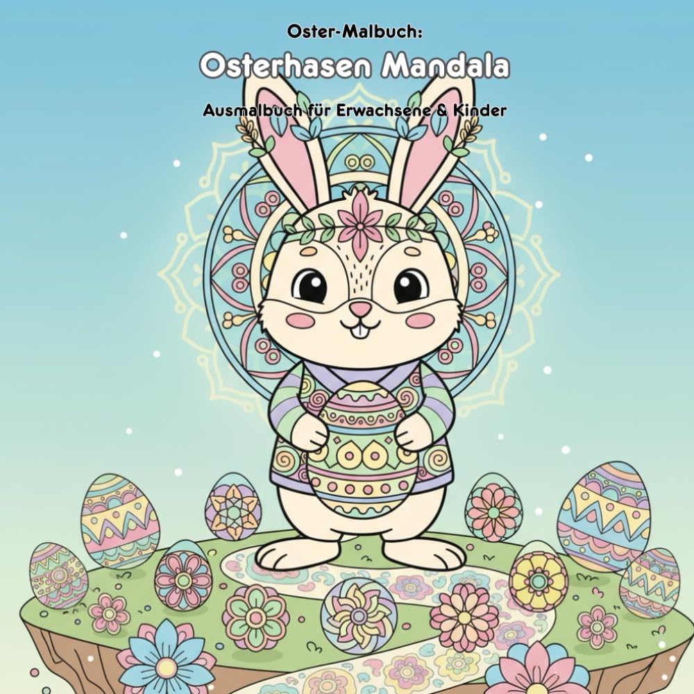 Osterhasen Mandala Malbuch: Geschichte & Ausmalspaß: Für Erwachsene & Kinder: 36 Magische Oster-Mandalas, 21.59 x 21.59 cm – Osterhasen, Eier & Formen zum Ausmalen und Entdecken.