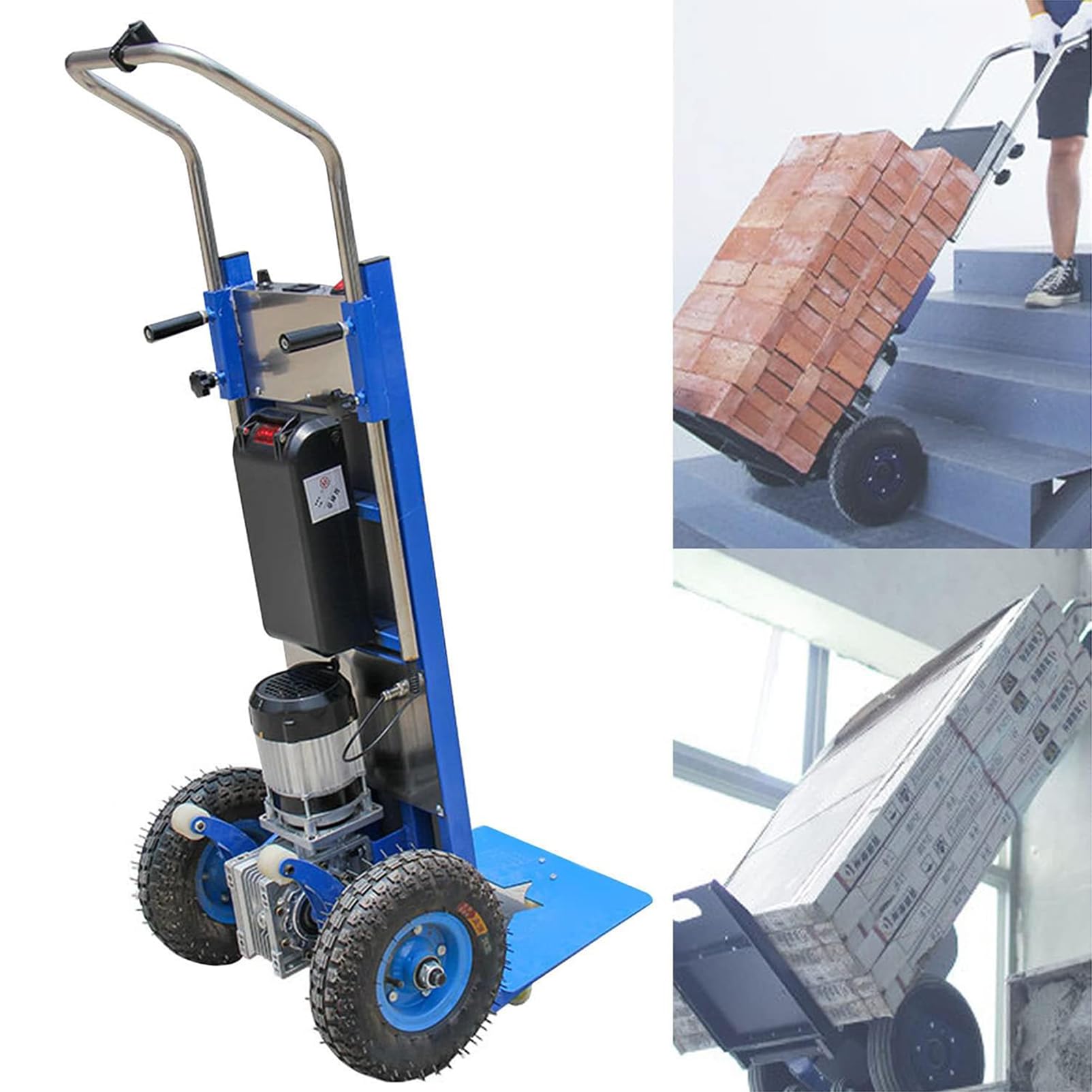 Subida De Escaleras EléCtrica Multifuncional Carretilla De Mano De Carga De 400kg Carretilla MóVil para Subir Escaleras De Servicio Pesado con Li-BateríA para Distribución,01