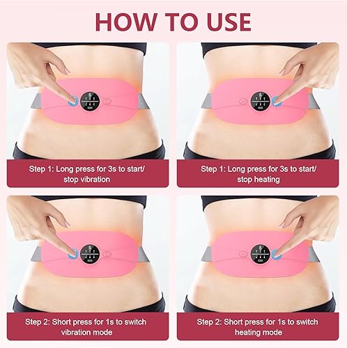 Miniatura 9 de Almohadilla térmica inalámbrica portátil, almohadillas térmicas con 3 niveles de calor y 3 modos de masaje, almohadilla térmica de calentamiento