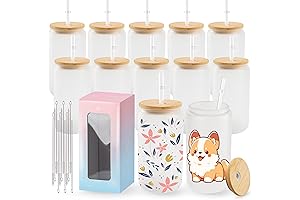 12-Pack Frosted Glass Sublimation Tumblers with Lids and Straws