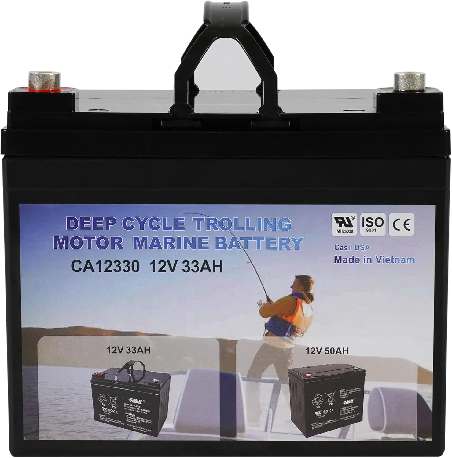Casil 2pack 12V 33Ah Deep Cycle Trolling Motor Marine Battery, Replace 12 Volt 33AH 34AH 36AH 30AH, in Series 24V 36V 48V