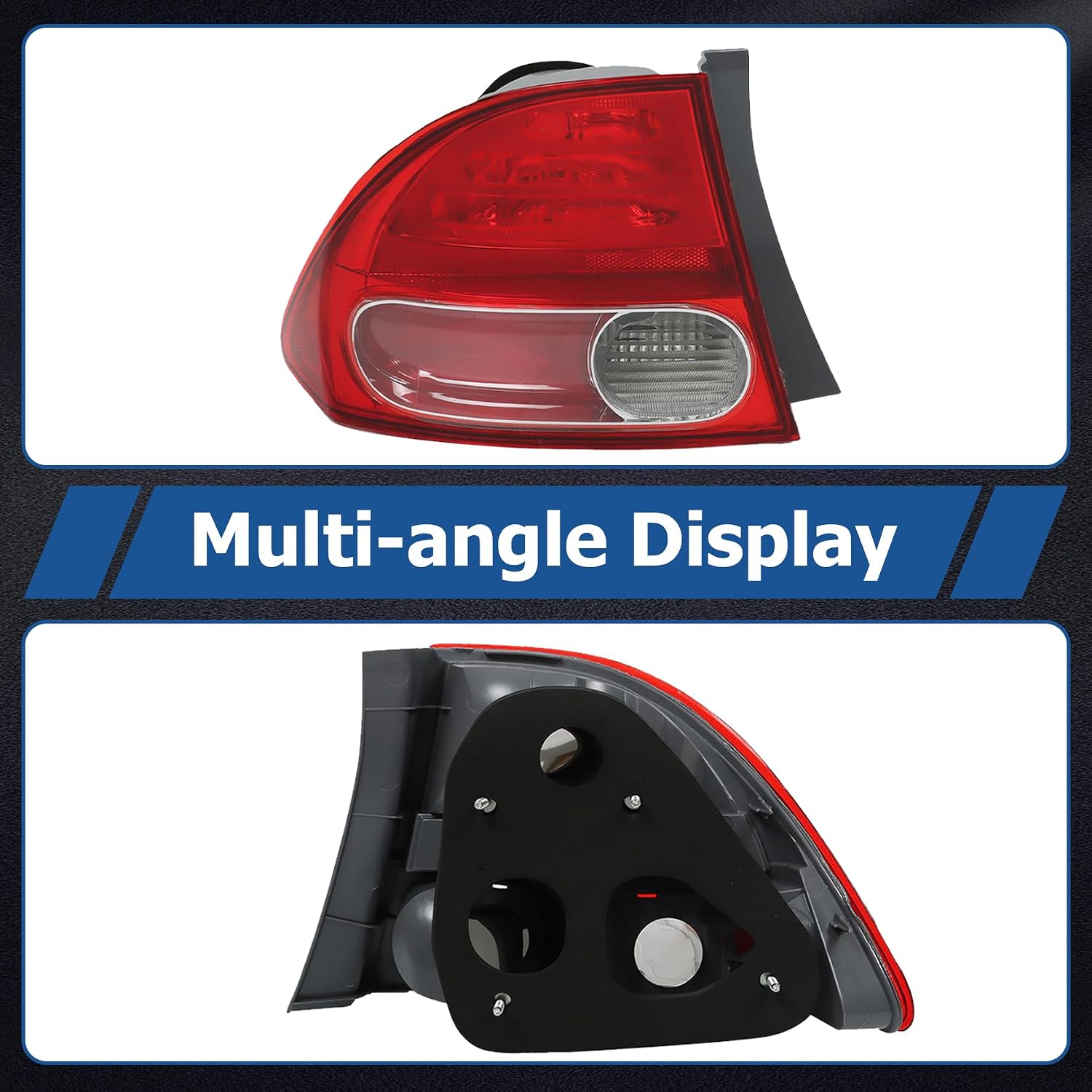 WFLNHB Left Side Tail Light Assembly Replacement for Honda Civic Sedan 2006-2008 Driver Side Rear Brake Lamp 33551SNAA02 HO2800166