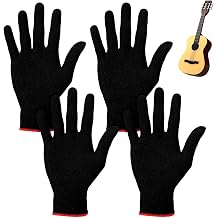 2 Pairs Guitar Gloves, Guitar Fingertip Protector, Black Practice Glove for Playing Musical Instruments, Bass Nylon Thin Hand Cover