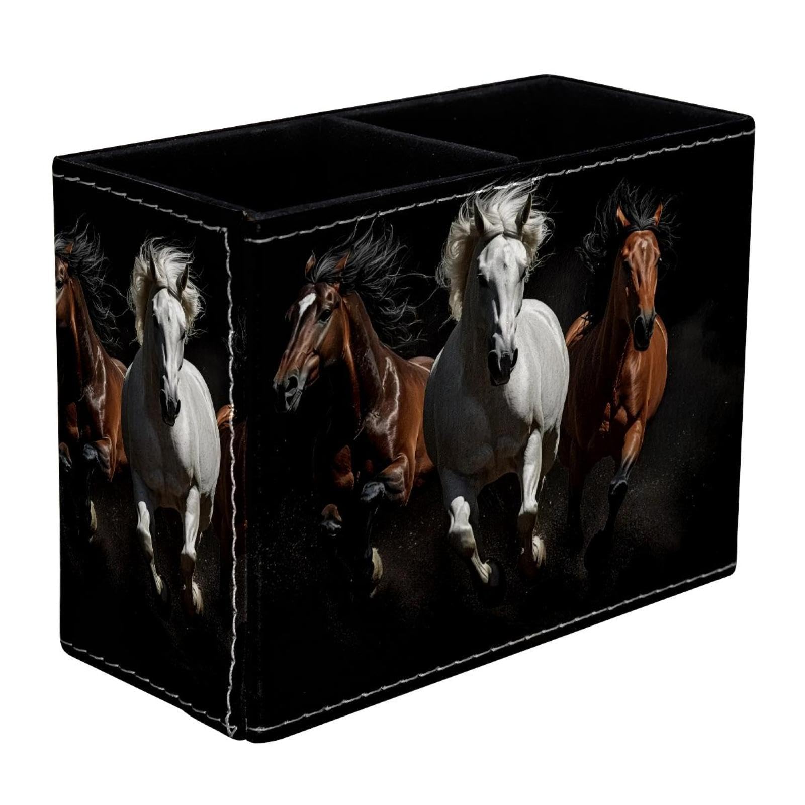 FWJZDSP Pencil Holder for Desk, Horses Pen Holder Storage Desktop Pen Organizer Desk Pencil Organizer Makeup Brush Holder for Office School College