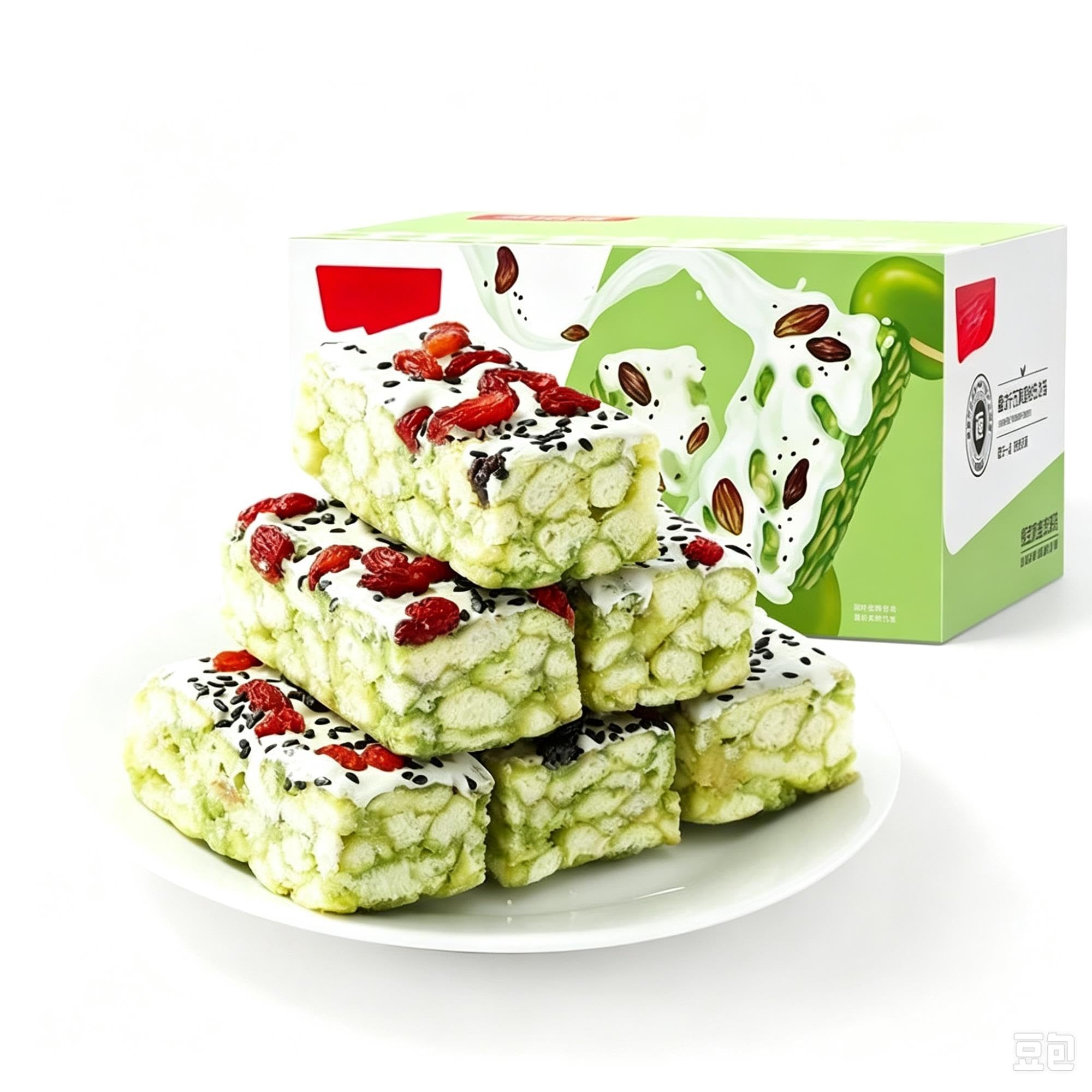 Pastel suave de frijol mungo con cobertura cremosa, 20 unidades por caja