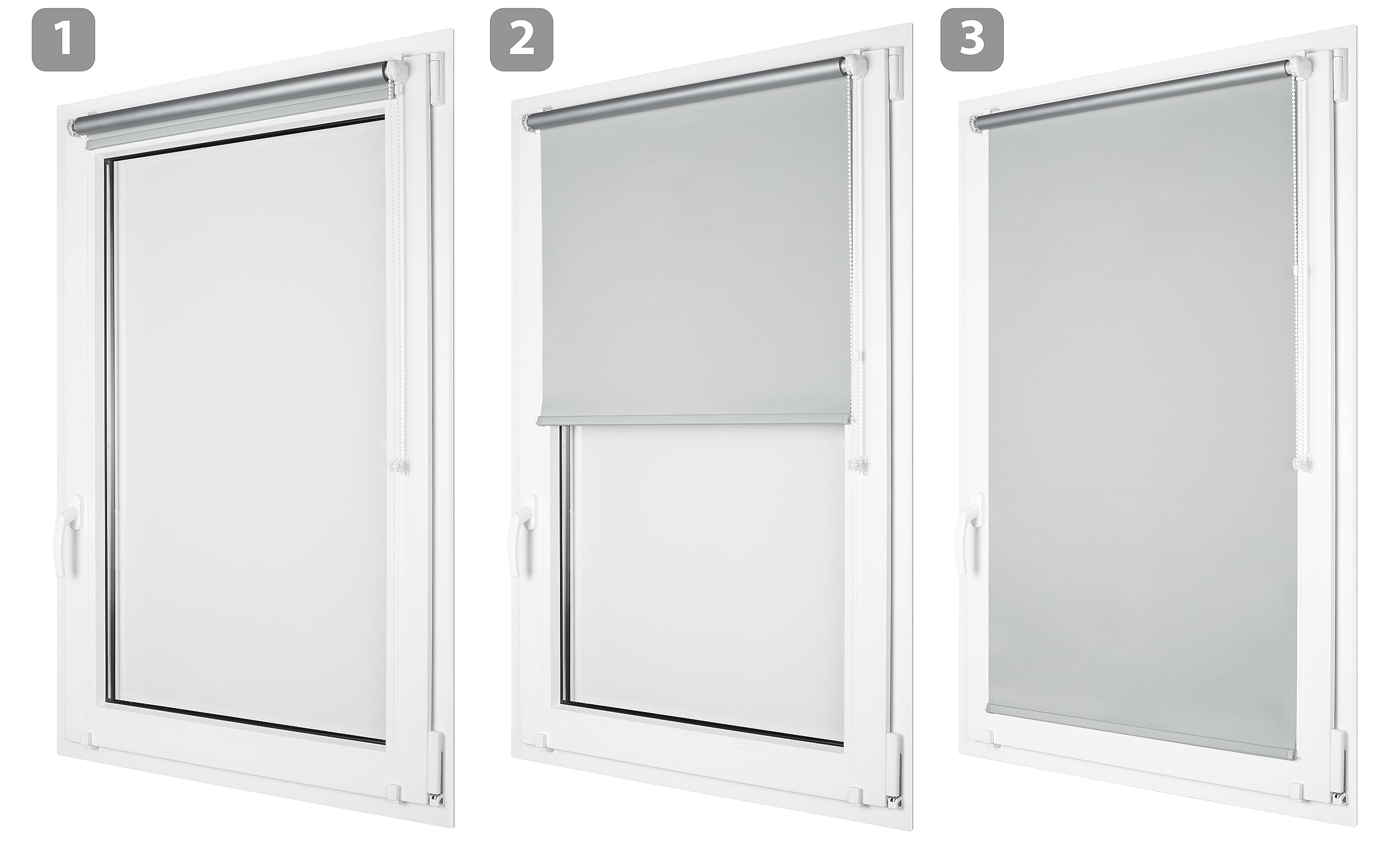 RENA Thermorollo Ohne Bohren Verdunklungsrollo Rollos für Fenster für Innen Klemmrollos Fensterrollo Verdunklung Sichtschutz Sonnenschutz Maßgeschneidertes Rollo Wenge Silber 145x230cm
