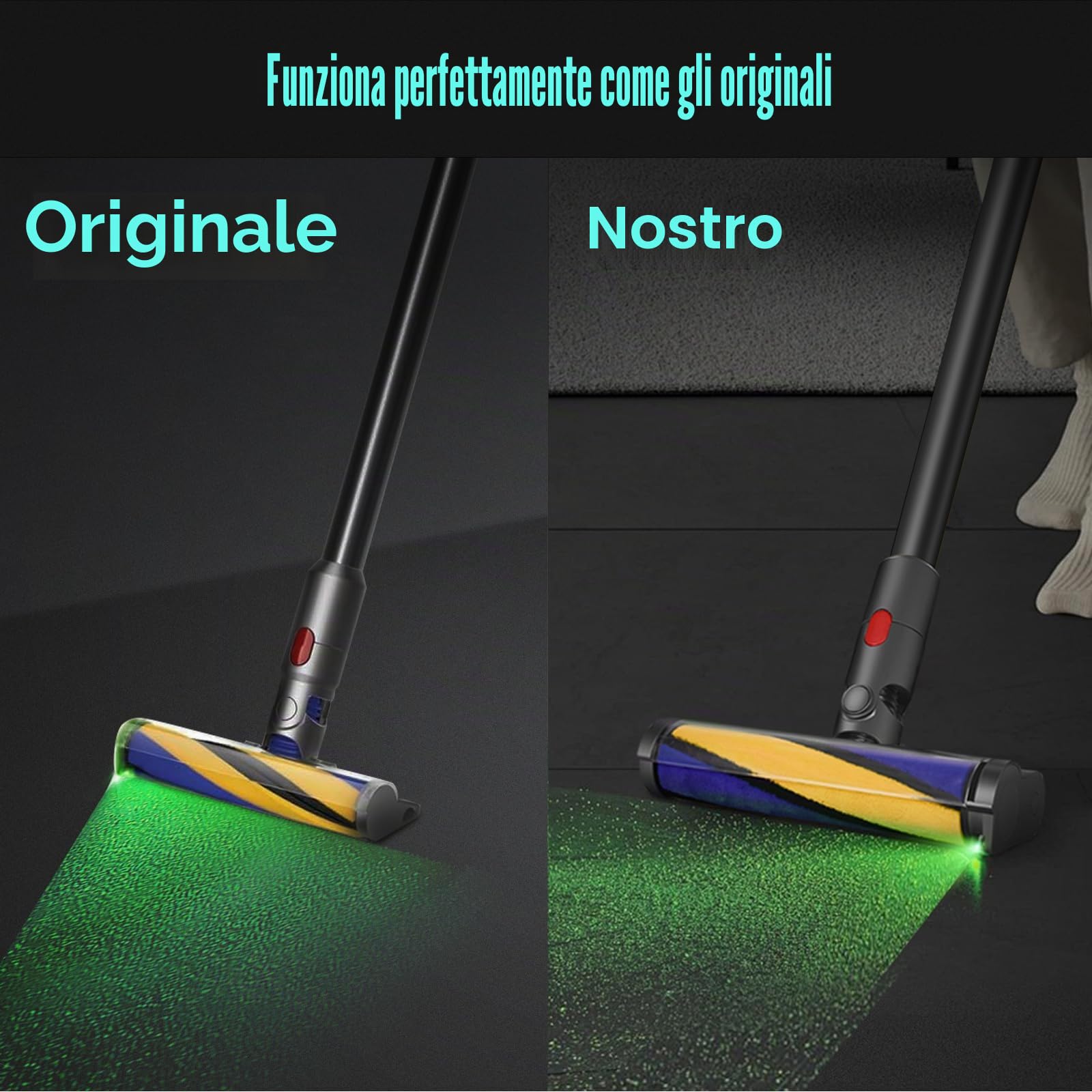 V8 LED Spazzola Morbida per Dyson V11 V8 V10 V15 V7 Scopa Luce Ricambi Rullo Spazzola Morbido per Dyson Accessori Testina Elettrica Bocchetta per Pavimenti Duri Parquet e Angoli Stretti