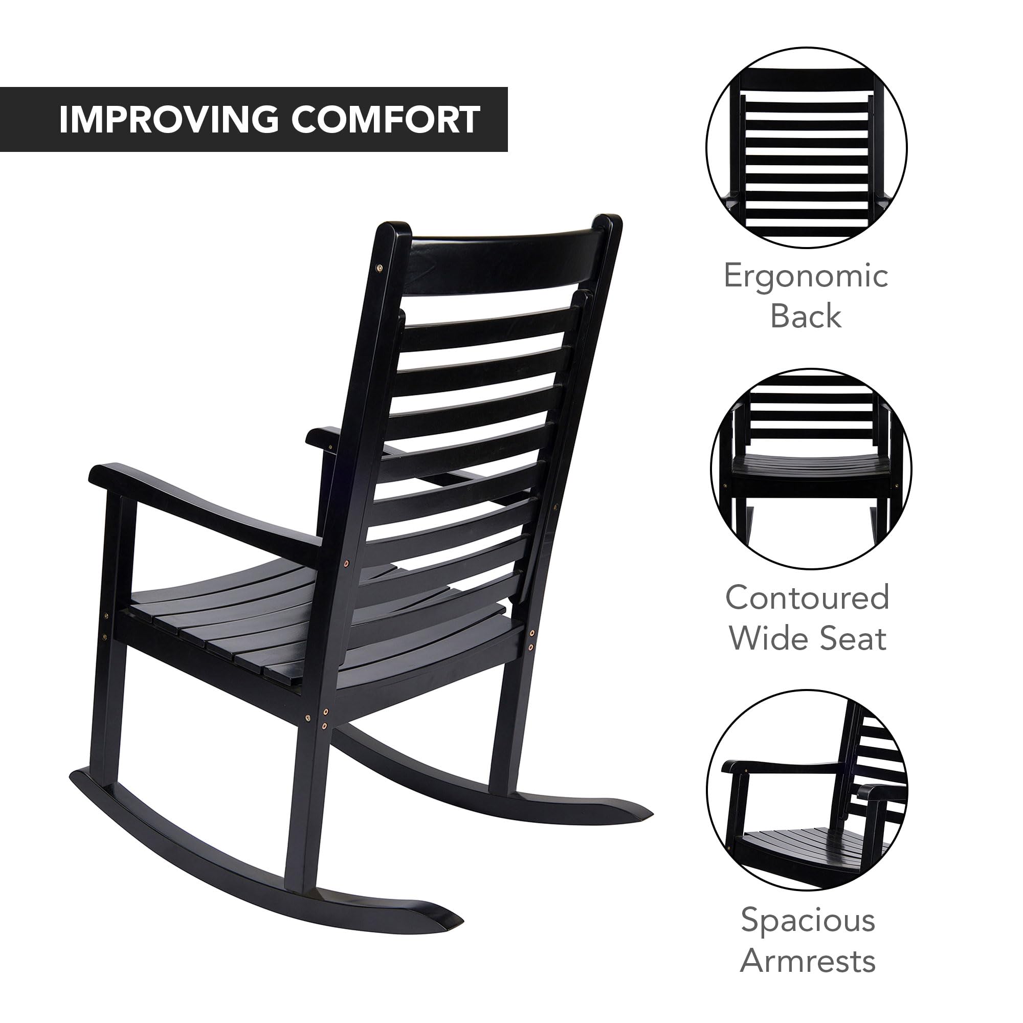 Amazon.com : Shine Company Modern Wood Rocking Chair, Ergonomic