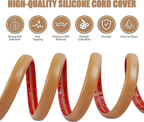 Miniatura 3 de Cubierta autoadhesiva para cables de suelo, gestión de cables de 10 pies, protector de tira de extensión para cables, evita viajes de cables para
