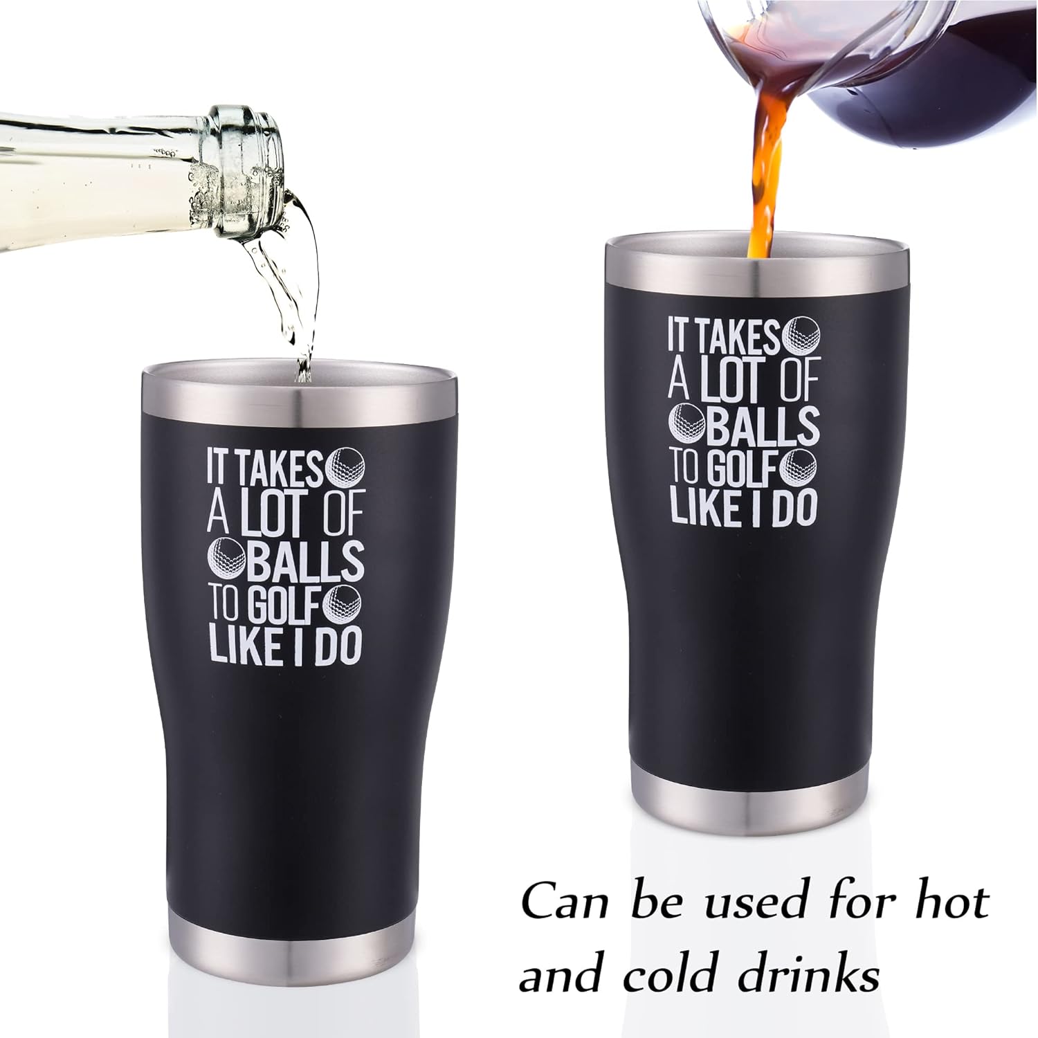 Golf Mug Tumbler - Perfect Golf Gift, Vacuum Insulated 20 oz Coffee Mug with Lid and Straw, Funny Gift for Men, Golfer, Dad, Father's Day (Black) - Image 4