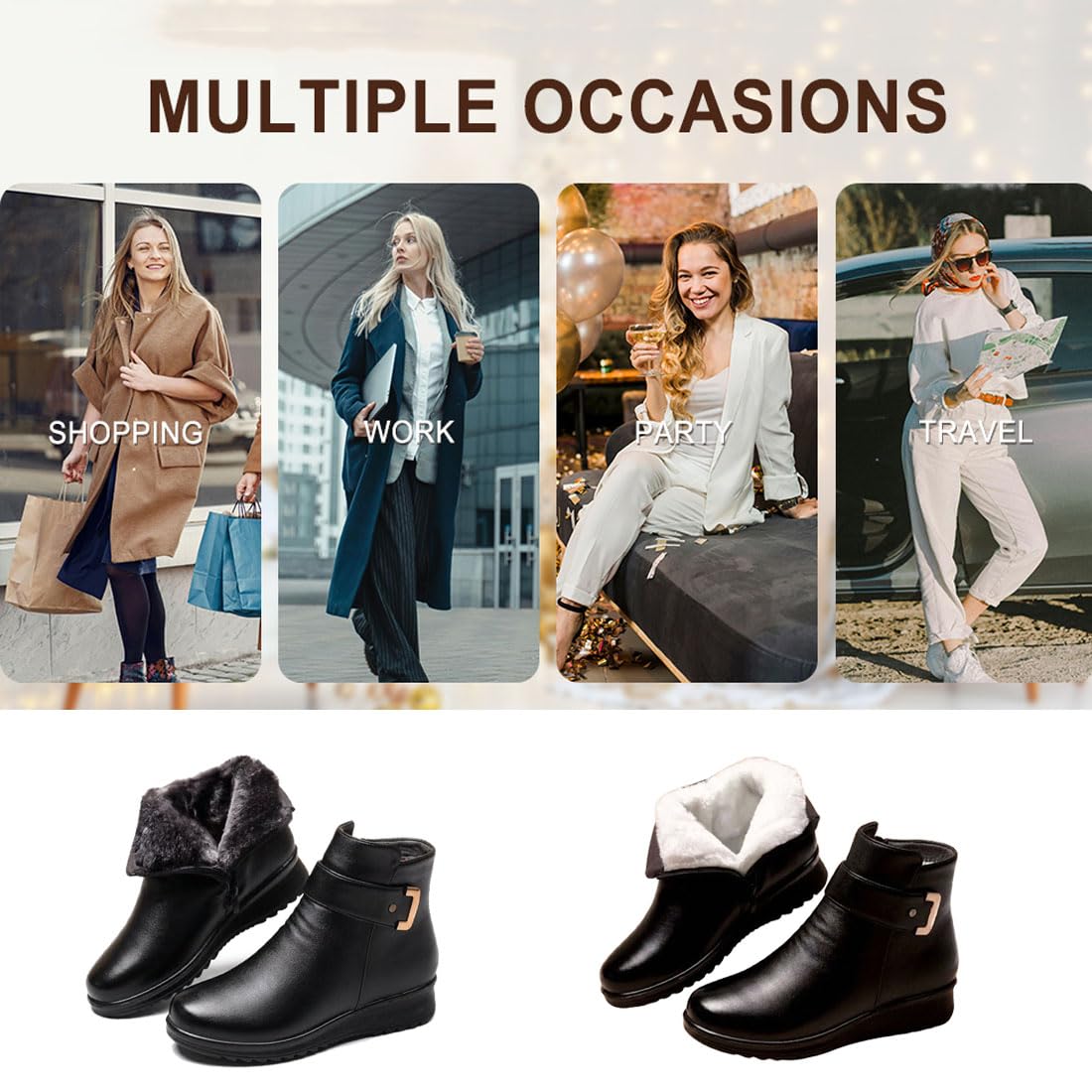 Botas ortopédicas de lana de piel auténtica con hebilla de metal para mujer