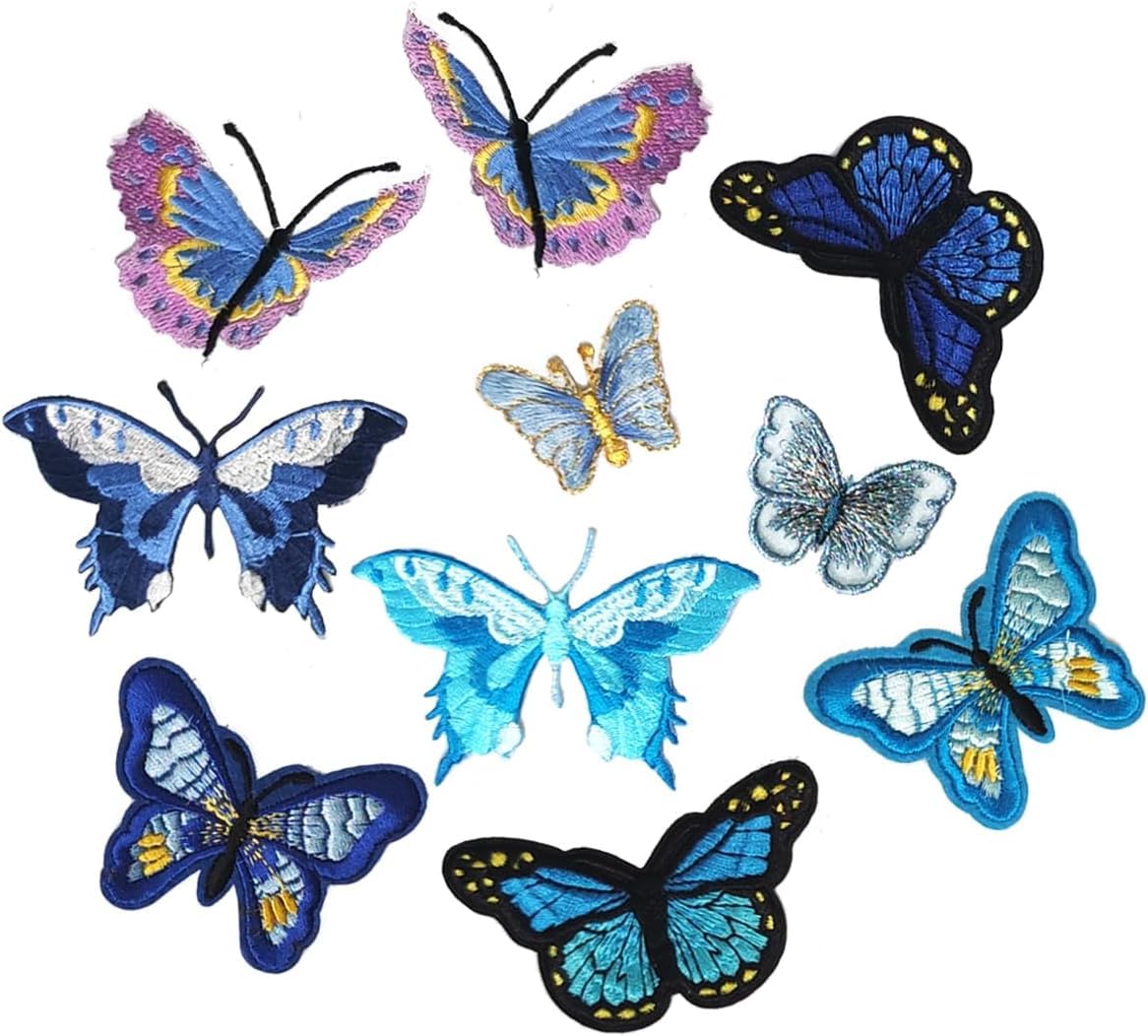 10 parches de mariposa en parches, parches de bordado, parches de reparación para decoración de bricolaje, jeans, chaquetas, bolsos, tela
