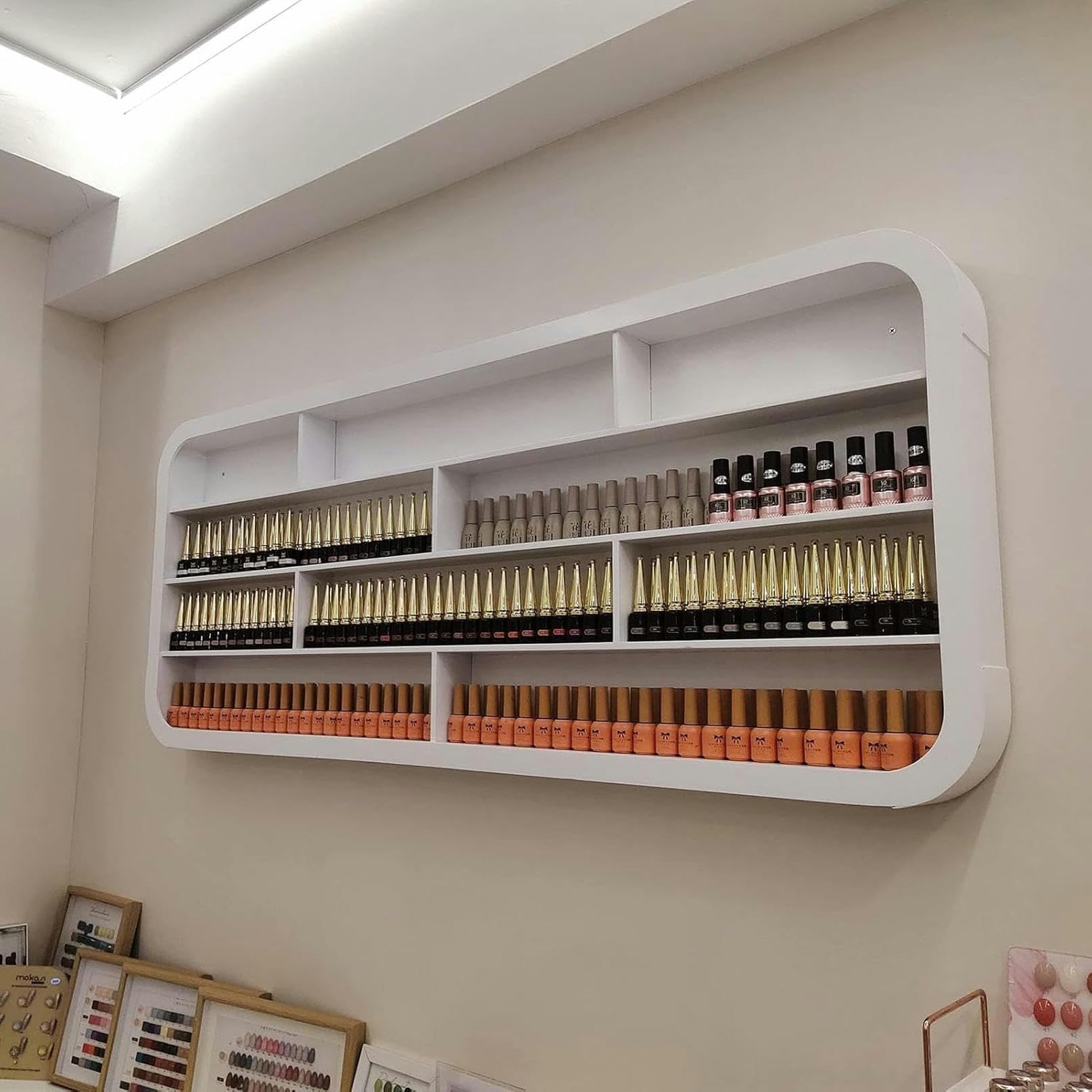 Porta Smalto per Unghie, espositore portaoggetti per Oli Essenziali e profumi sospeso, Versatile espositore portaoggetti per Oli Essenziali e profumi, ripiano Multifunzionale (0,8 m)