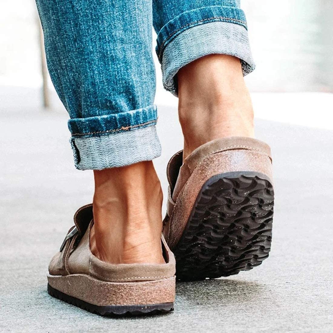 RXZCHH Sandali da Donna Zoccoli Estivi Pantofole Piatte Pantofole da Passeggio con Punta Chiusa Scarpe da Barca da Donna Scarpe Casual con Zeppa per Arco Piatto per Escursionismo all'Aria Aperta