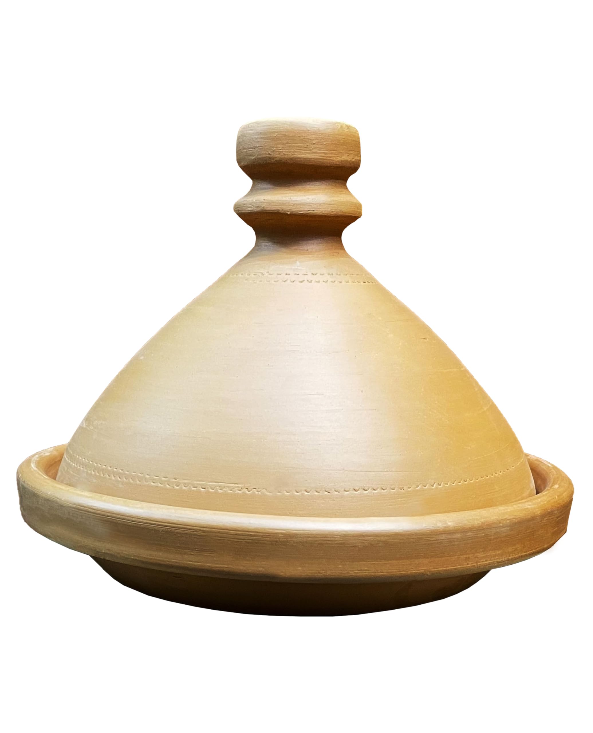 Moroccan Cooking Tagine Handmade Plain,Glazed,Painted,with hands Various diameter - Traditional dome shaped (22 CM, 1-Plain)