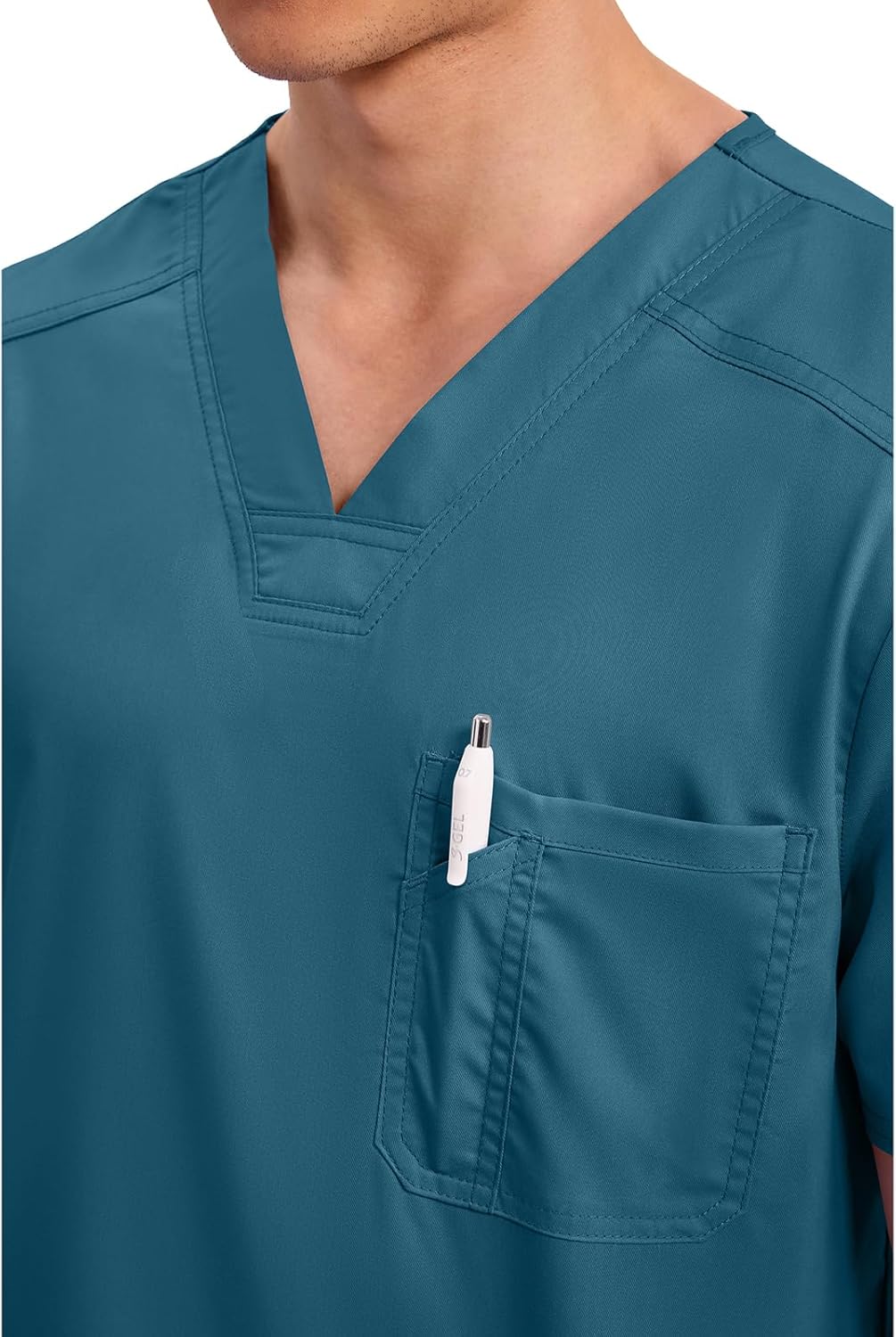 Cherokee Scrub for Men's Tuckable V-Neck Top with 1 Chest Pocket, Pen Slot, Ultra Soft, Durable, 2-Way Stretch Fabric- WW690 - Image 2
