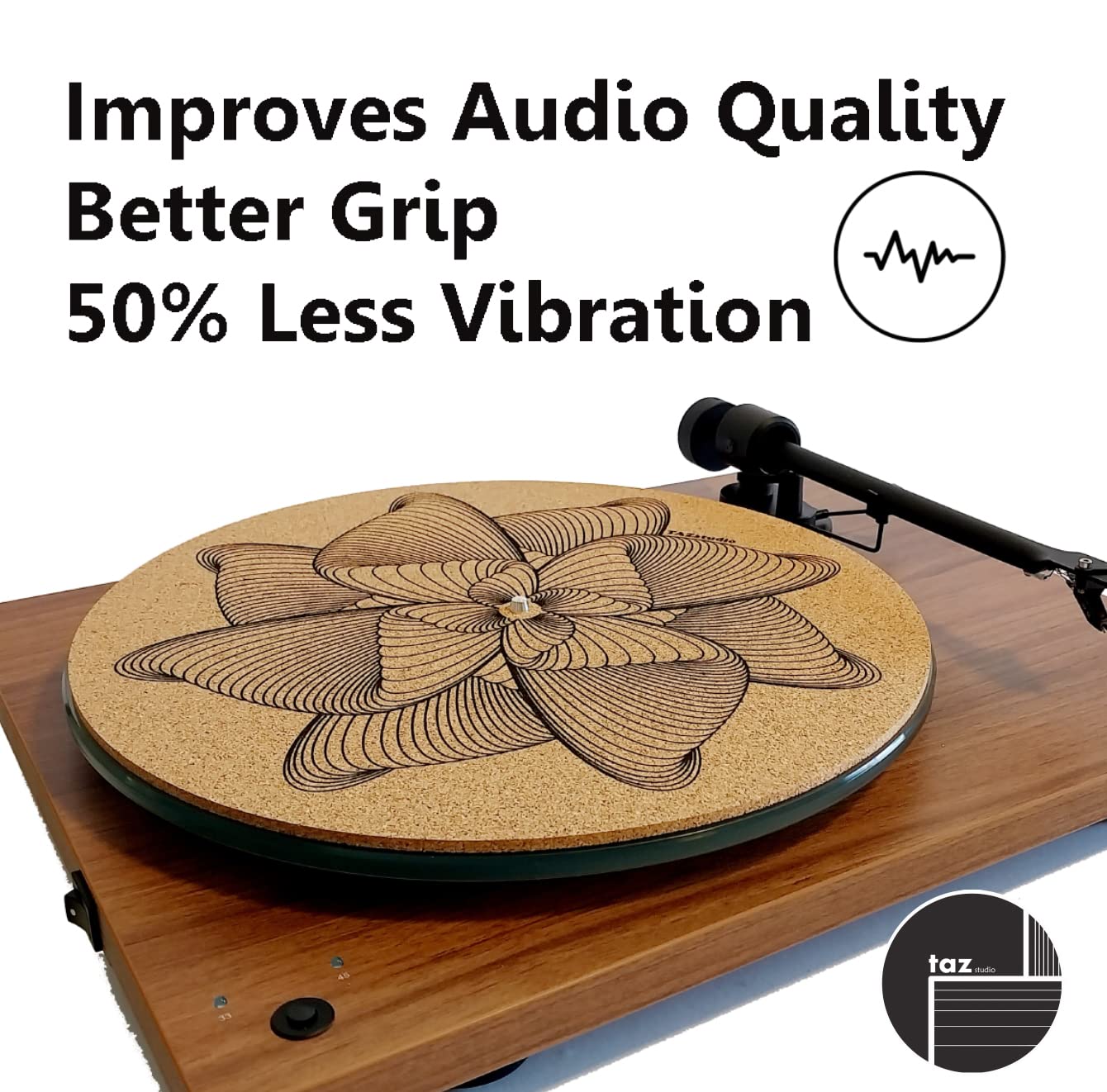 Turntable Slipmat – especialmente diseñado Cork. Cubes Pattern