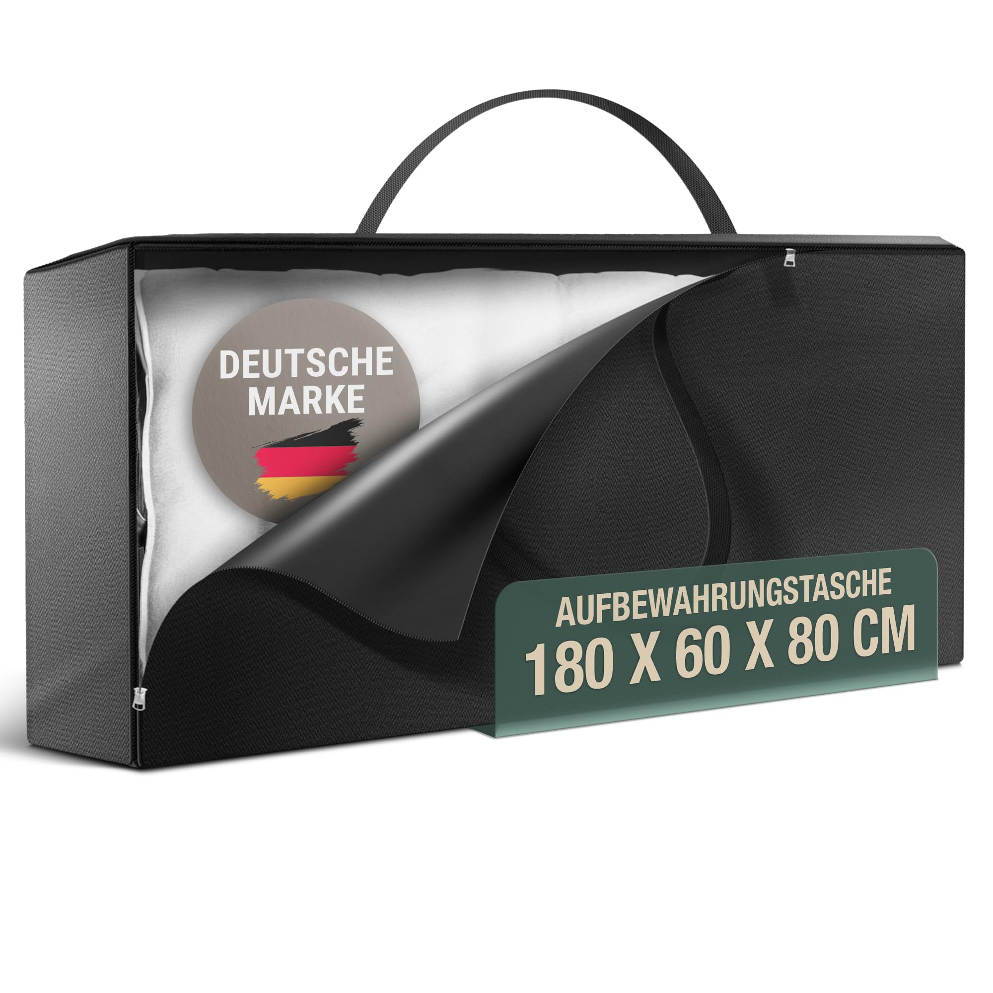 Borsa portaoggetti XXL 180 x 60 x 80 cm per cuscini da giardino, copriletti, vestiti, imbottitura da giardino, biancheria da letto, vestiti, grande borsa impermeabile con chiusura lampo