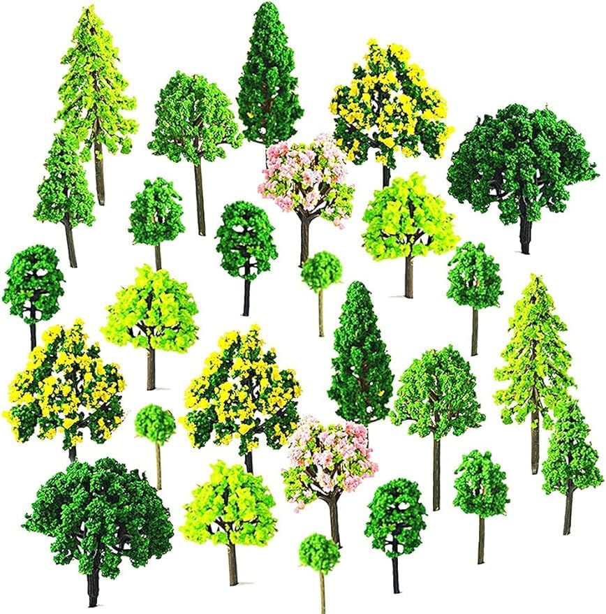 55 PCS Model Trees, Model Trees Miniature Landscape, Diorama Model Tree, Miniature Landscape Trees for DIY Train Railways Scenery Landscape，Fish Tank,Teaching (3-7 cm)