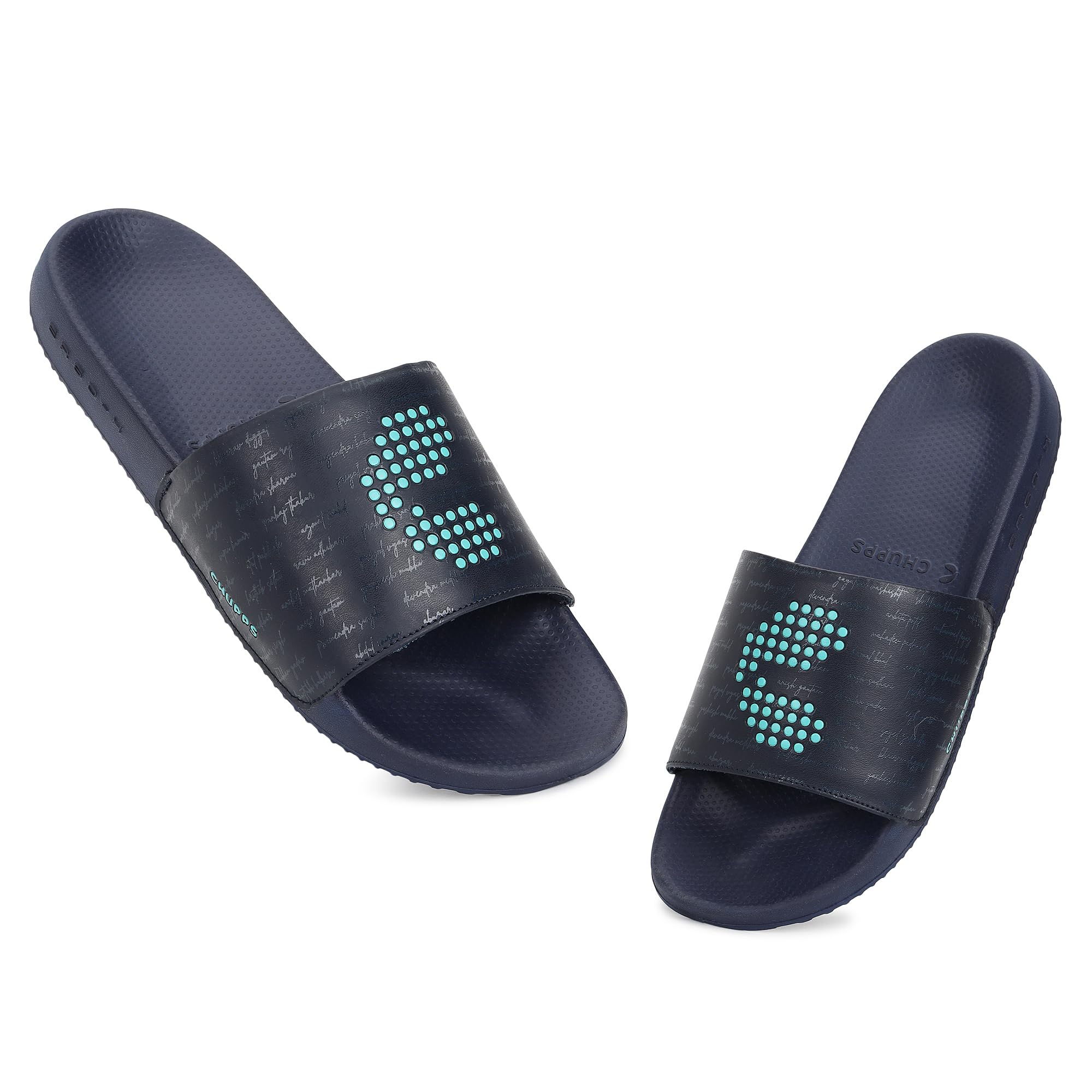 chupps Dot Fusion Men's Casual Slides | Lightweight Cushioned Slip-On Slippers | Anti-Slip Comfortable Sandals | Stylish Everyday Indoor & Outdoor Slides-picture-55