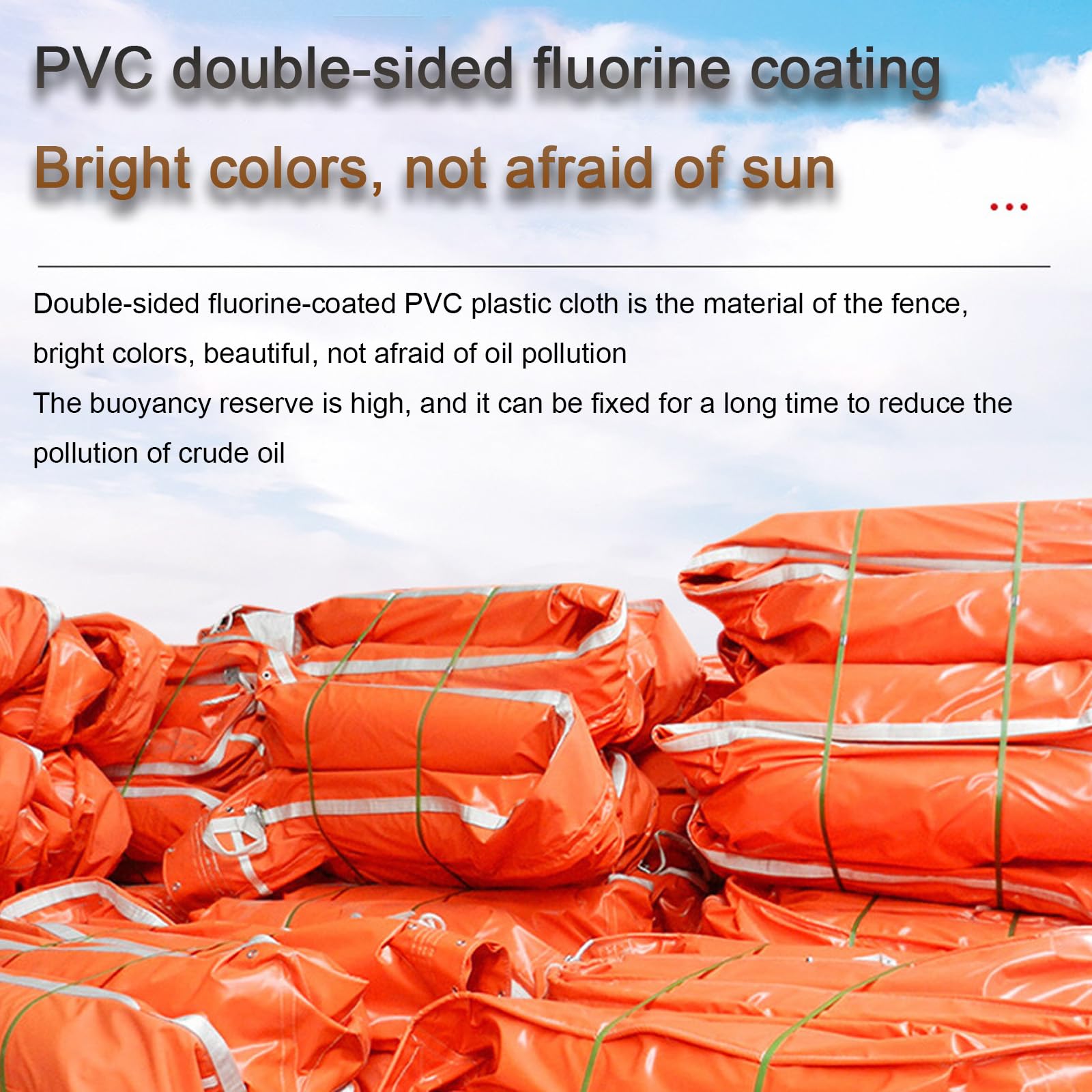 Barriera galleggiante in PVC resistente per il contenimento dell'olio, riutilizzabile per fiume, lago, porto, molo, 19,8 m di lunghezza x 88,9 cm di altezza