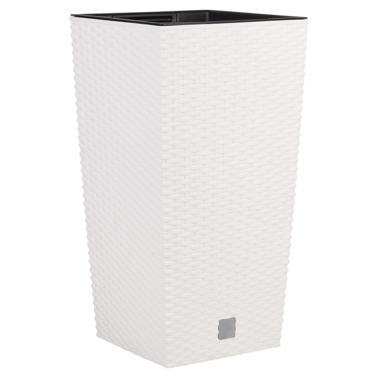 Elegant Rattan Design Tall Large Plant Pot Flower Indoor Outdoor Patio Garden Planters (White - Large Square)