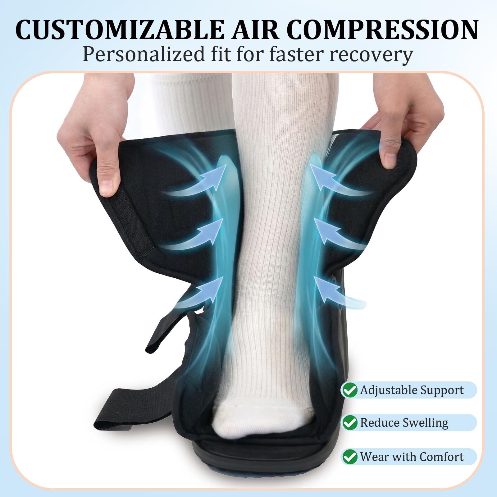 Short Air Cam Walker Fracture Boot, Inflatable Orthopaedic Walking Boot for Broken Foot, Sprained Ankle and Achilles Tendonitis, Air Walker Orthese (M)