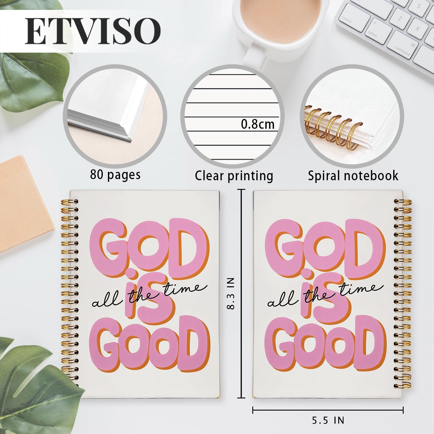 Pink Bible Journal Notebook for Women, Inspirational Christian Gifts for Women, Prayer Bible Supplies Journal, Church Notes Notebook, Cute Preppy Aesthetic Hardcover Spiral Notebooks 5.5x8.3 - Image 6