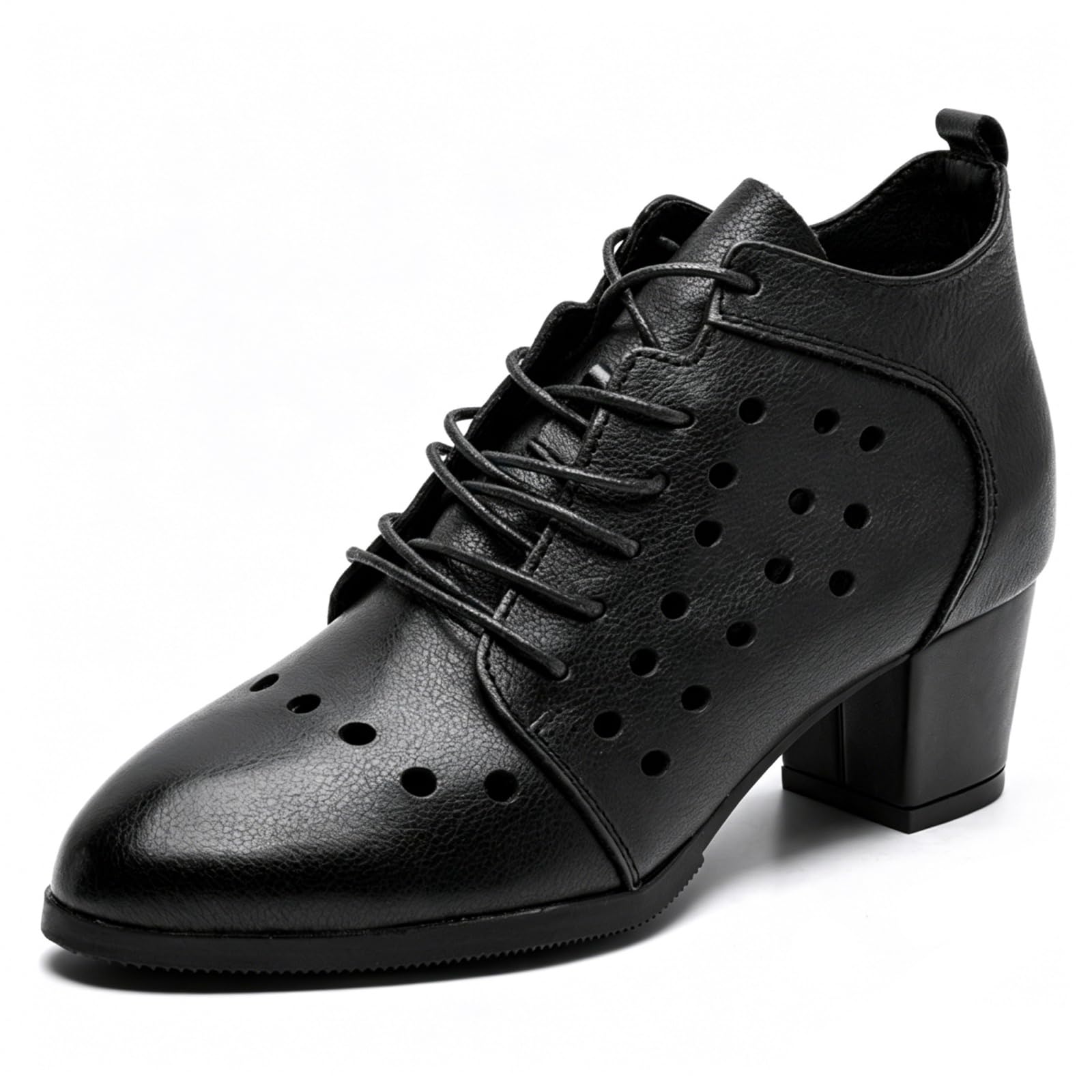 Damskie buty do tańca towarzyskiego sznurowane skórzane do tańca latynoskiego na obcasie ze szpiczastym noskiem na wieczór salsy i wesele