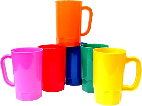 Talisman, tazas de plástico para cerveza, grandes, 32 onzas, paquete de 6, color multicolor