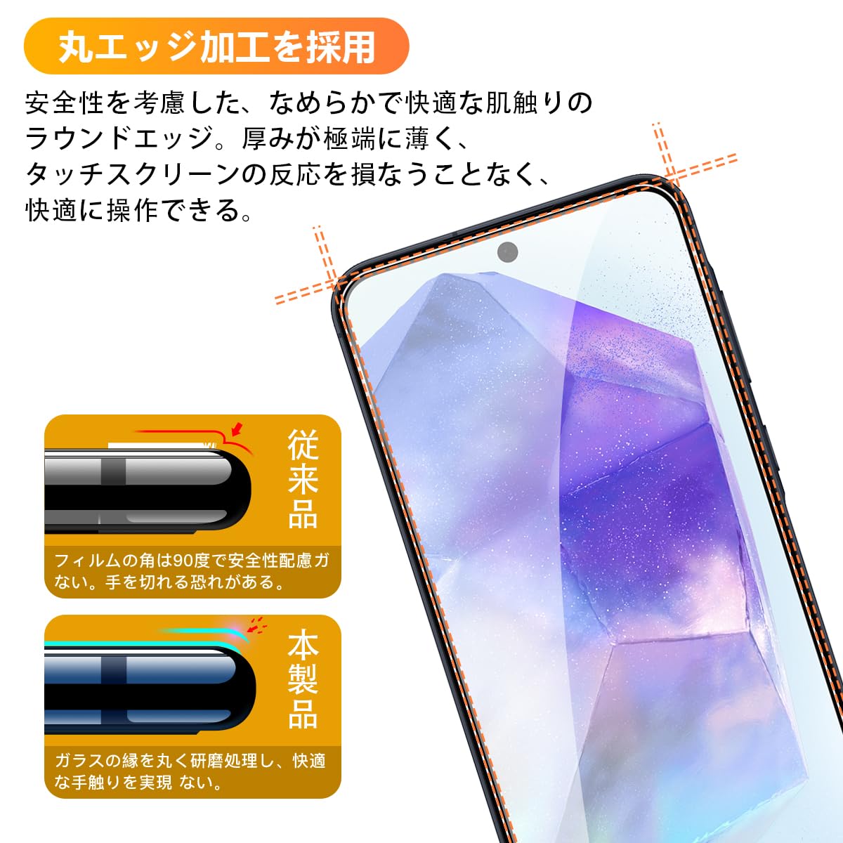 Amazon | 【2+2枚セット 指紋認証対応】 ガイド枠付き 用 Galaxy A55 