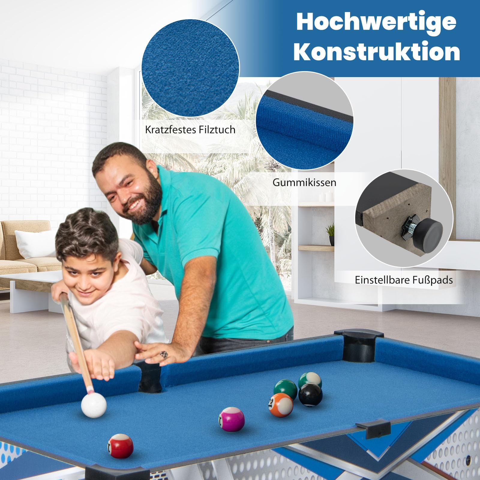GOPLUS 6 in 1 Kombi Spieltisch, Multigame kickertisch mit Basketball, Billard, Pingpong, Hockey, Shuffleboard & Bowling für Zuhause, Kneipe & Büros, Sportspiel-Set für Kinder und Erwachsene