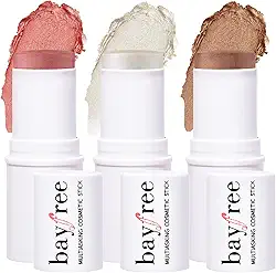 KIMUSE Maquiagem Facial Trio Multi Stick, Bastão de Blush Em Creme para Bochechas e Lábios, Bastão de Contorno e Bastões de Maquiagem Iluminador para Toda A Pele