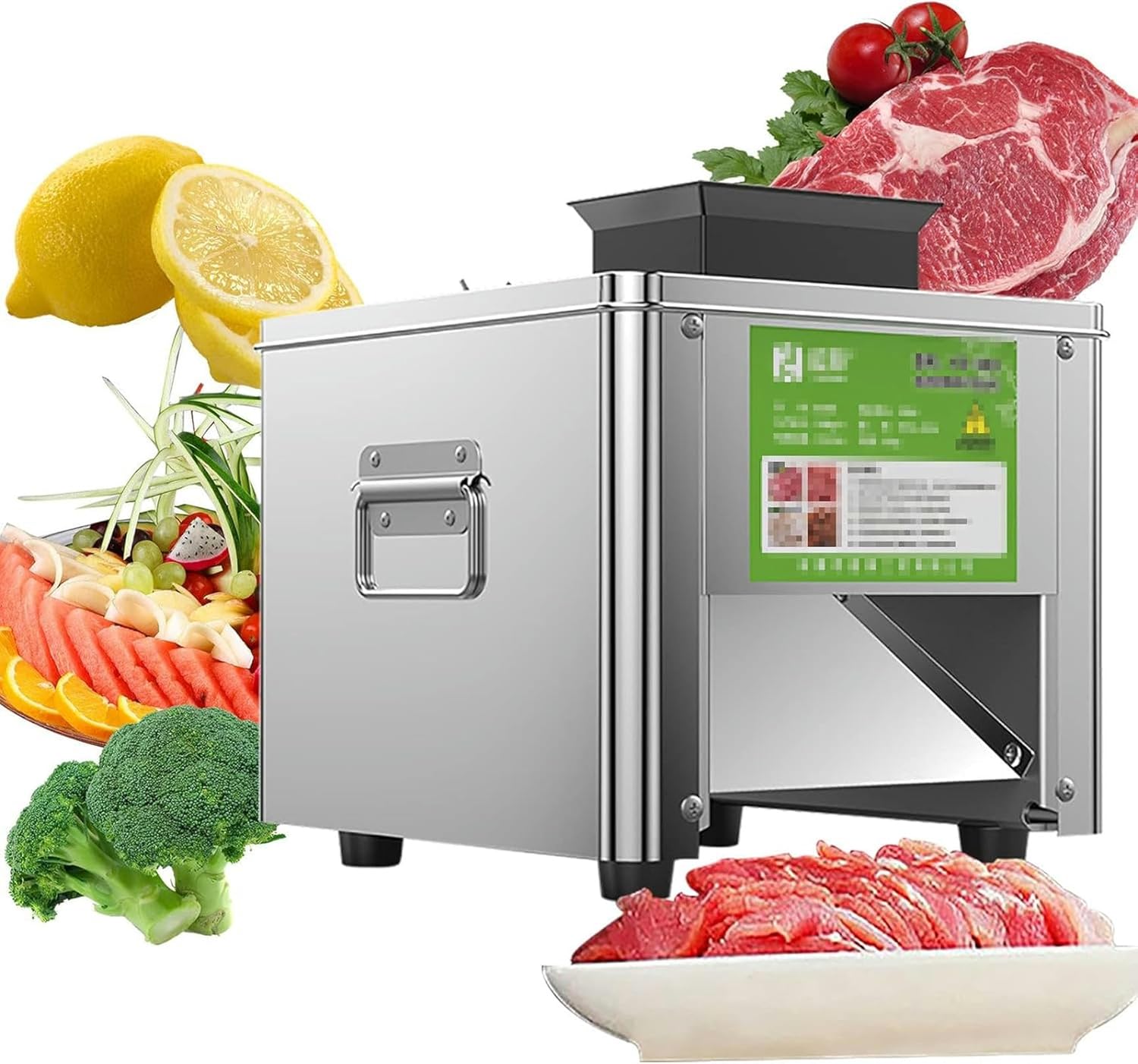 Wzglod Commercial 3.5mm Electric Meat Cutter Machine, 850W 330 Lbs/H Electric Multifunctional Meat Processor Machine (Slicer Machine/Shredder Machine/Dicer Cutter), for Lamb Beef Chicken