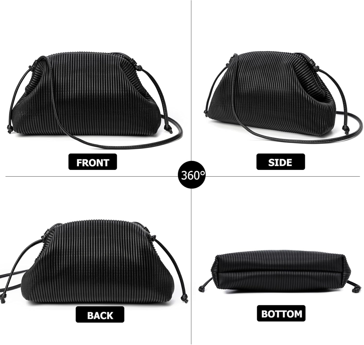 KingTo Clutch Purses for Women, Soft Cloud Bag Fashion Dumpling with Ruched Pouch Handbag for Crossbody Shoulder - Image 4