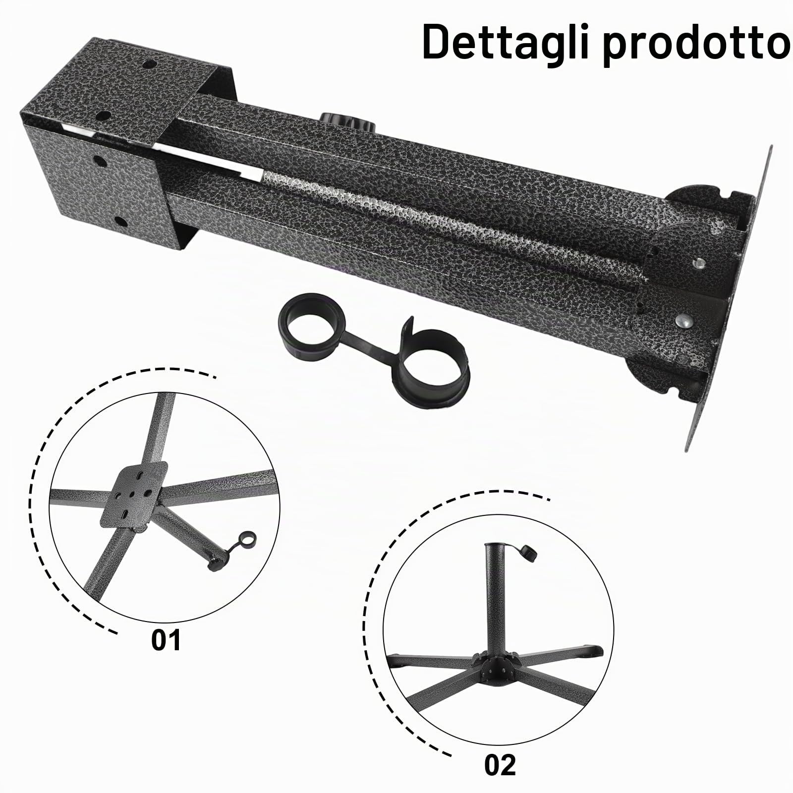Base per Ombrellone Struttura a Croce in Metallo Basi Pieghevoli per Ombrelloni da Esterno con Asta Regolabile Pali di Supporto con Diametro a partire da 3,2 cm per Ombrellone Giardino Patio