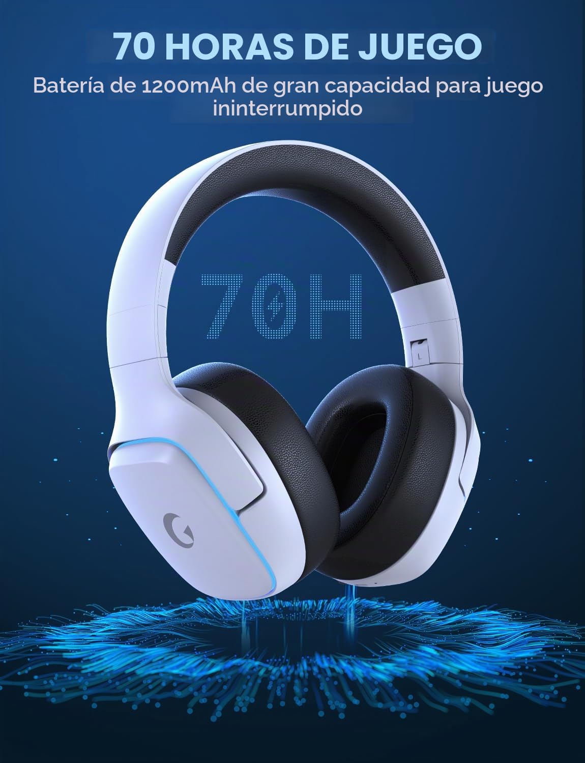 Gvyugke Cascos Gaming para PS5, PS4, PC, Xbox One, Switch, 2.4GHz Auriculares Gaming Cancelación de Ruido, Cascos con Microfono Estéreo Sonido, Cascos para PS5 con 3.5mm Jack con Luz RGB (Blanco)