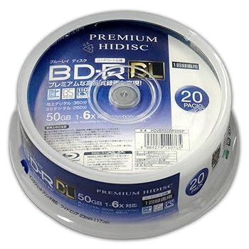 Amazon.co.jp: PREMIUM HIDISC BD-R DL 1回録画 6倍速 50GB 20枚